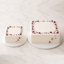 Load image into Gallery viewer, Bloom square cakes, small and large, on white marble

